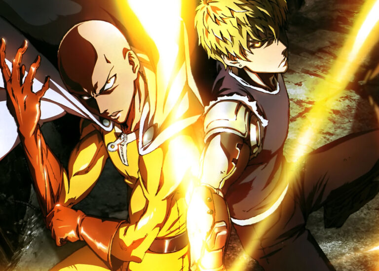 Saitama berdiri santai di atas reruntuhan markas monster dalam One Punch Man Season 3 2025
