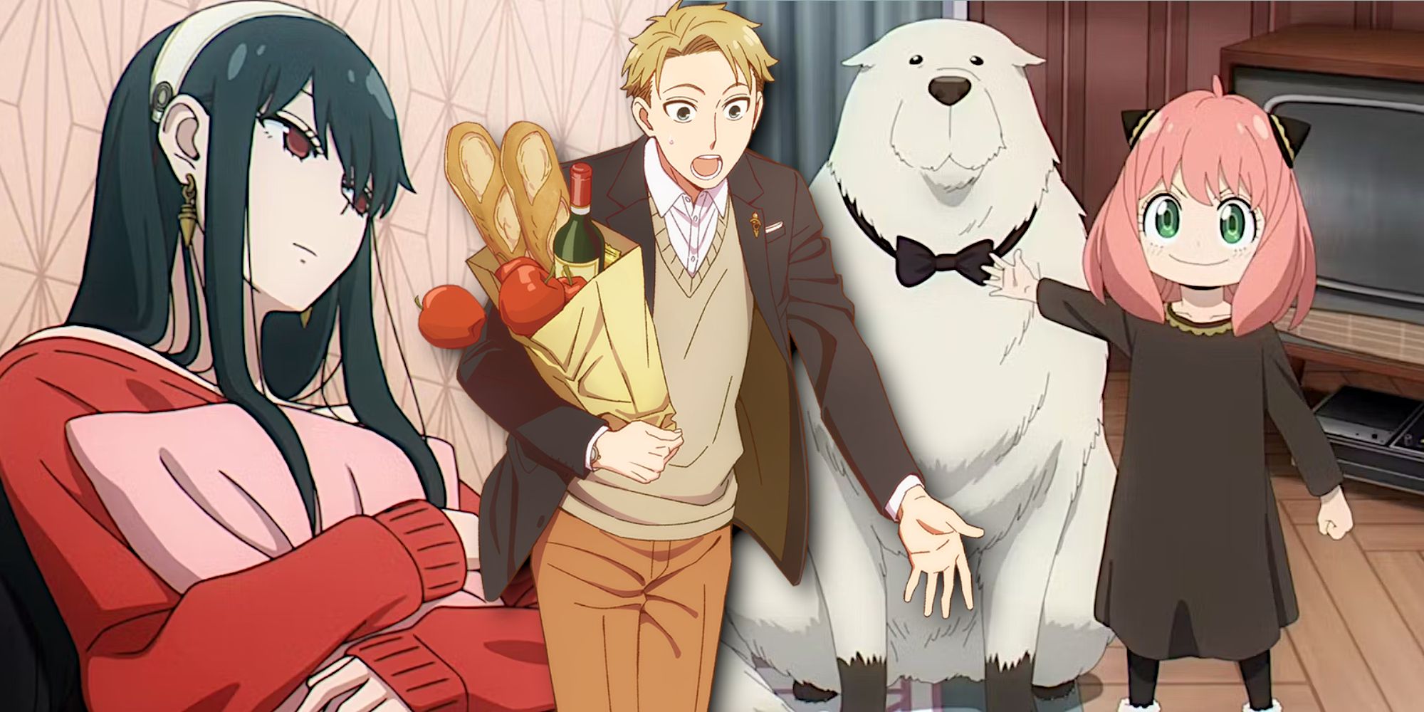 Keluarga Forger berpose di atap gedung kota saat matahari terbenam — simbol kekompakan dalam misi di Spy x Family 2025