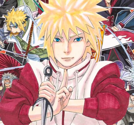 Minato muda memegang bola chakra biru pertama di tangan kanan, berdiri di hadapan Kushina yang mulai kehilangan kendali — momen awal lahirnya Rasengan di Naruto Minato Gaiden 2025