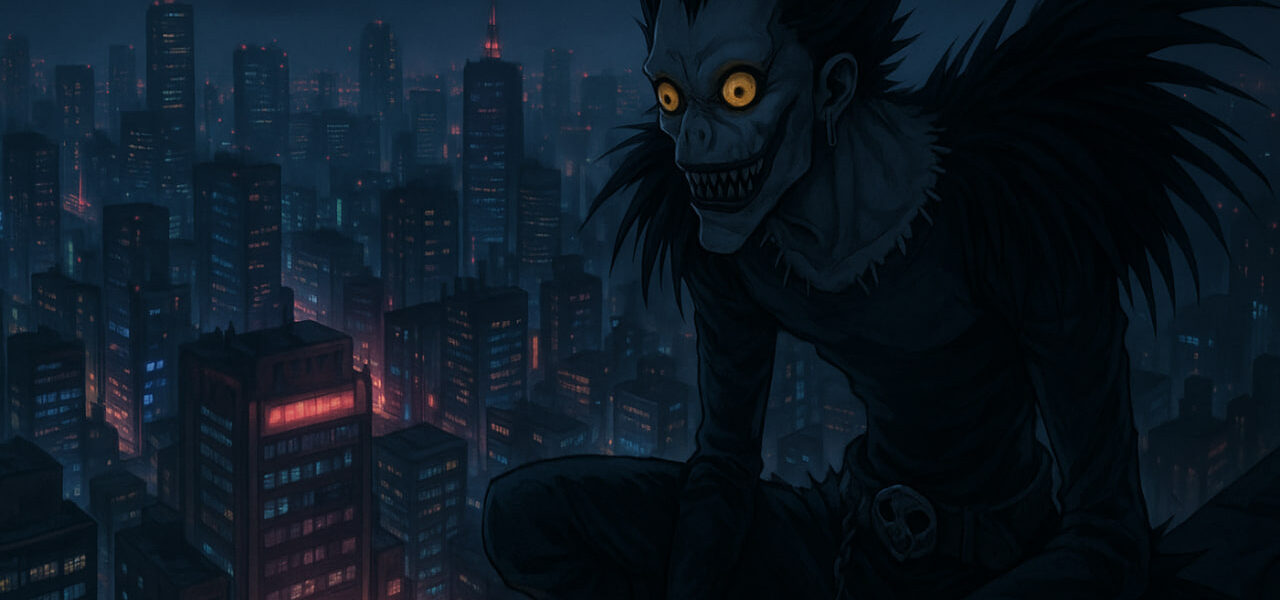 Ryuk mengintai kota futuristik dalam Death Note 2025