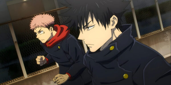 Yuta Okkotsu dan Kinji Hakari berdiri di arena Culling Game — Jujutsu Kaisen 2025