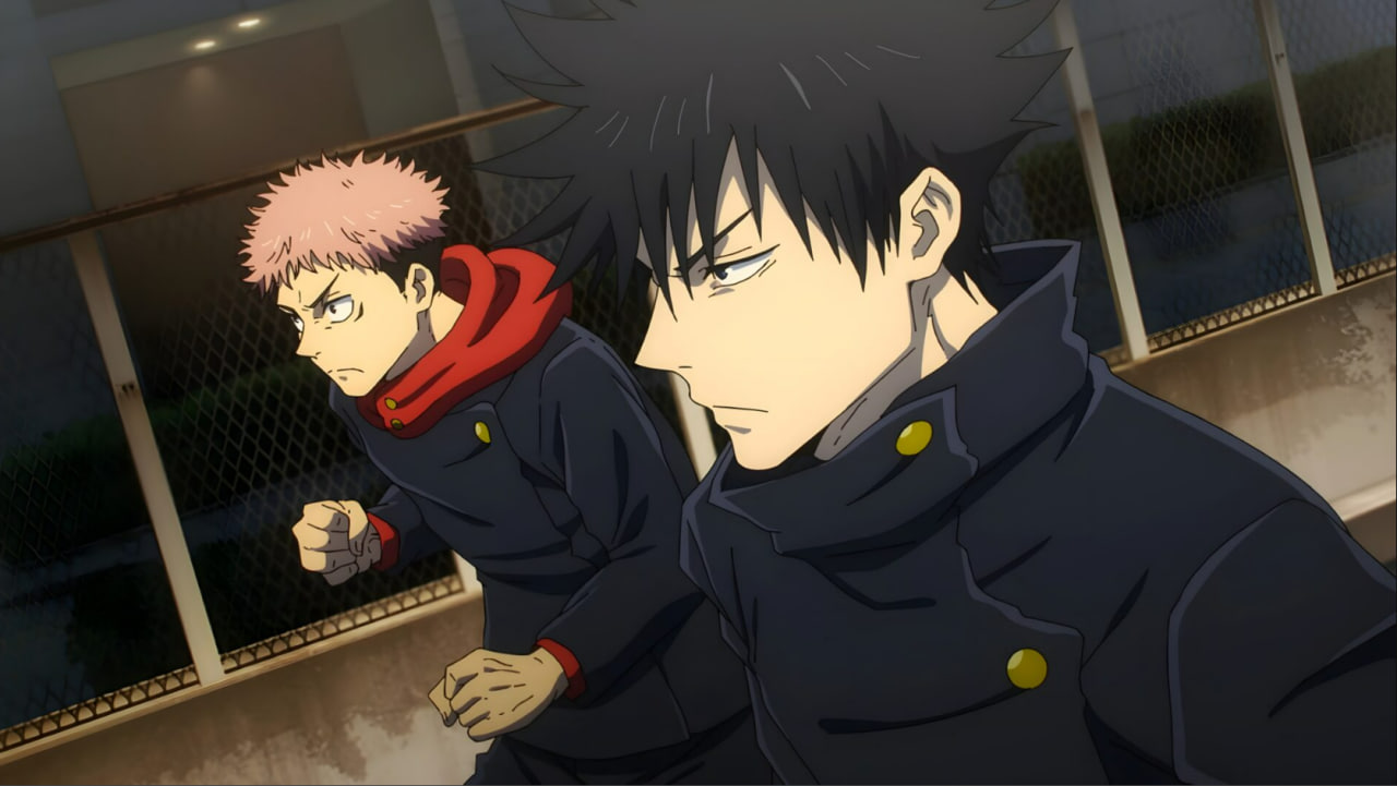 Yuta Okkotsu dan Kinji Hakari berdiri di arena Culling Game — Jujutsu Kaisen 2025