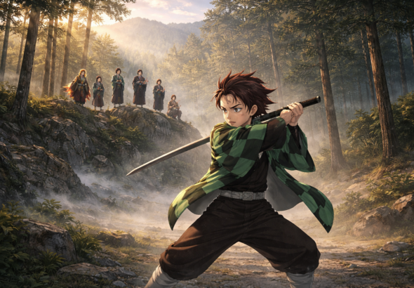 Tanjiro berlatih di pegunungan saat Hashira Training Arc Demon Slayer 2025