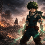 Deku berdiri di reruntuhan kota menghadapi Shigaraki di My Hero Academia Season 7
