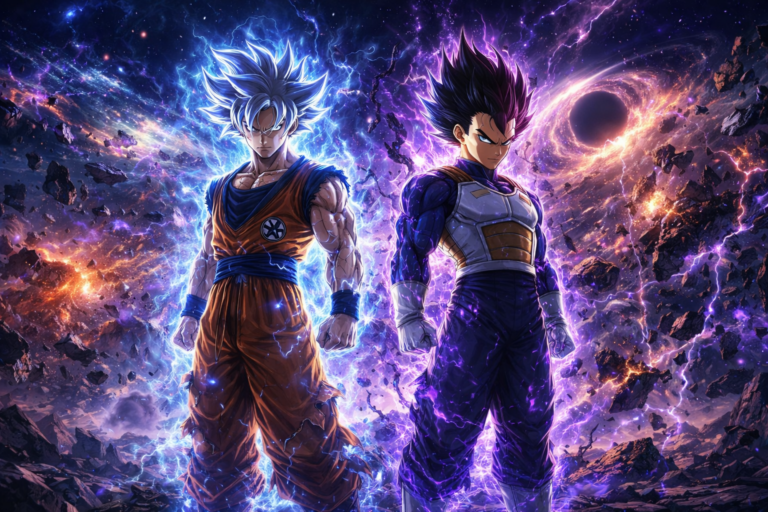 Goku dan Vegeta berdiri di ruang kosmik pada Dragon Ball Super 2025