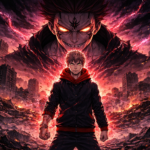 Yuji berdiri di kota hancur dalam Jujutsu Kaisen Final War 2025
