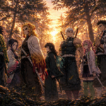 Para Hashira berdiri di hutan saat senja dalam Demon Slayer Spin-Off 2025