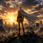 Saitama berdiri di atas reruntuhan kota dalam One Punch Man Season 4 2025